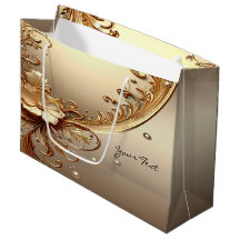 Bolsa de regalo floral dorada ornamentada