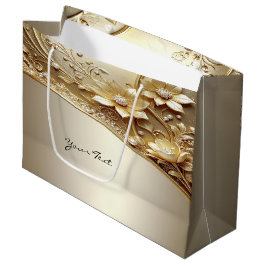 Grande Bolsa de regalo floral dorada ornamentada moderna