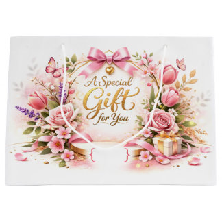 Grande Bolsa de regalo floral especial para cualquier oca