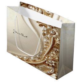 Grande Bolsa de regalo floral ornamentada en oro elegante