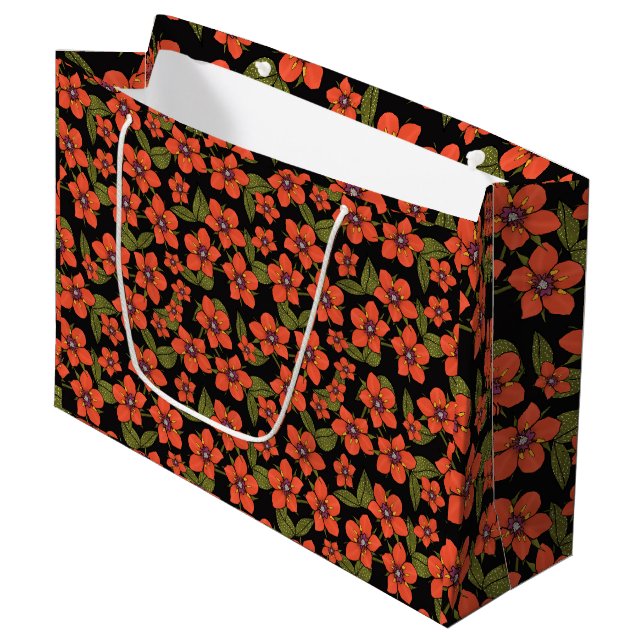 Grande Bolsa de regalo floral roja (Angulo Anverso)