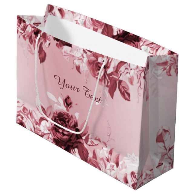 Grande Bolsa de Regalo Floral Rosa (Angulo Anverso)