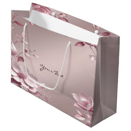 Grande Bolsa de regalo floral rosa delicada