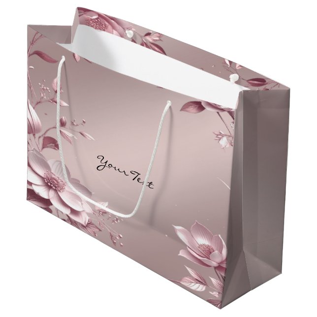 Grande Bolsa de regalo floral rosa delicada (Angulo Anverso)