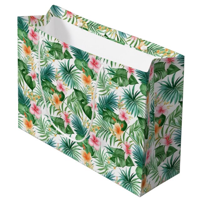 Grande Bolsa de regalo - Floral tropical (Angulo Anverso)