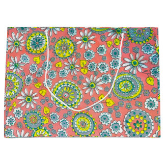 Grande Bolsa de regalo floral vintage funky