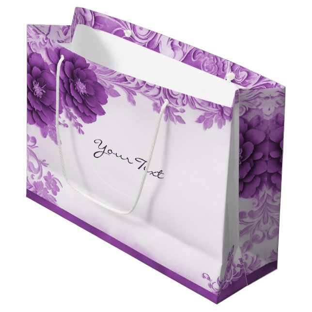 Grande Bolsa de regalo Flores Púrpuras Florecen (Angulo Anverso)