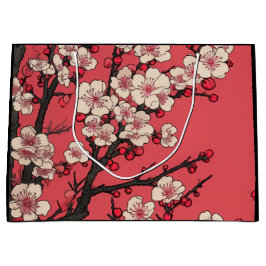 GRANDE BOLSA DE REGALO GRULLAS Y FLOR DE CEREZO LUNA 