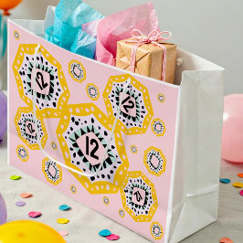 Grande Bolsa de regalo hexagonal colorida dibujada a mano