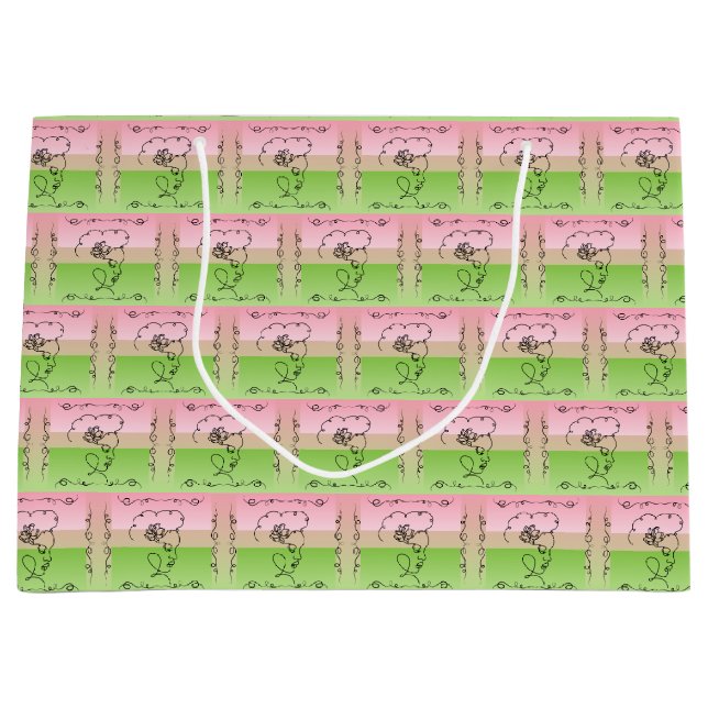 Grande Bolsa de Regalo Horizontal Peonía de Belleza Fluye (Anverso)