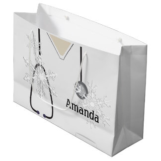 Grande Bolsa de regalo Lg de Snowflake blanco para hongos
