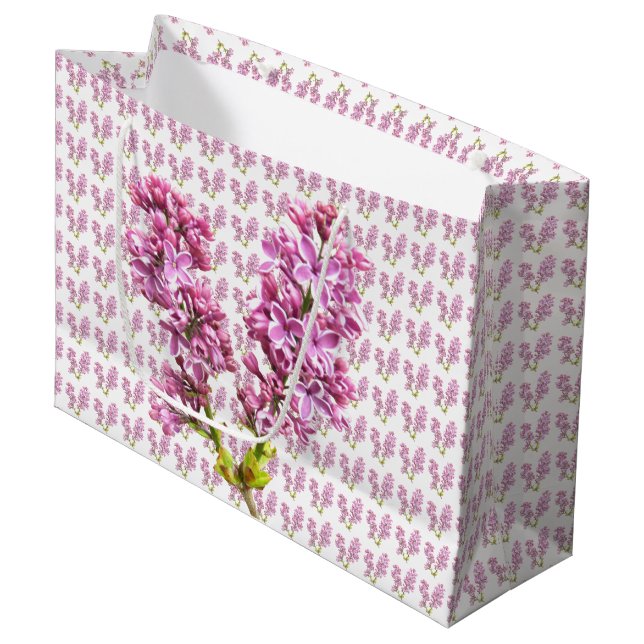 Grande Bolsa de regalo (LG) - Flores Lilac (Angulo Anverso)