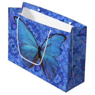 Grande Bolsa de Regalo Lg Morfo Azul sobre Hydrangea