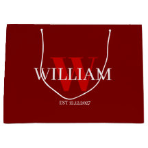 Bolsa de regalo Minimalista monogramada moderna en