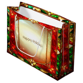 Grande Bolsa de regalo navideña con patrón de vidrio empl