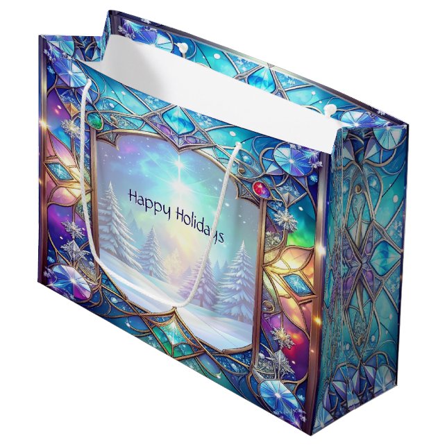 Grande Bolsa de regalo navideña con patrón de vidrio empl (Angulo Anverso)