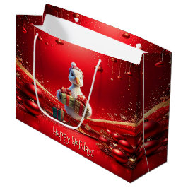 Grande Bolsa de regalo navideña de pato lindo