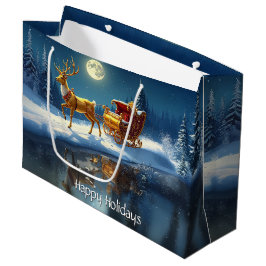 Grande Bolsa de regalo navideña de trineo de renos