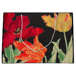 GRANDE BOLSA DE REGALO NEGRA CON AMAPOLAS JAPONESAS