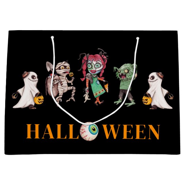 Grande Bolsa de regalo negra de Halloween moderna (Anverso)