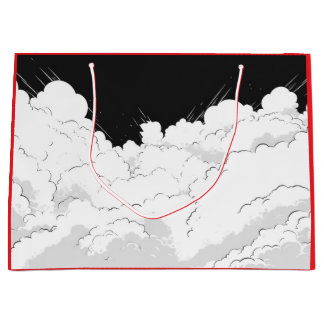 GRANDE BOLSA DE REGALO NUBES JAPONESES NEGRO Y ROJO