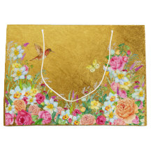Bolsa de regalo Opulence Gold Floral Hummingbird