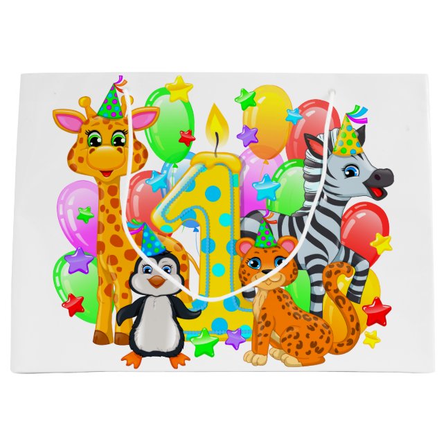 Grande Bolsa de regalo para animales de cumpleaños número (Anverso)