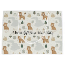 Bolsa de regalo para baby shower con patrón de leo