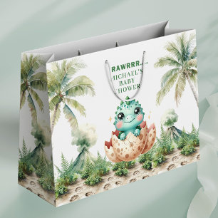 Grande Bolsa de Regalo para Baby Shower de Dino Azul que