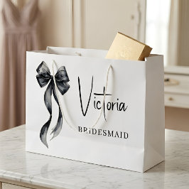 Grande Bolsa de regalo para dama de honor con lazo negro 
