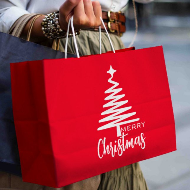 Grande Bolsa de regalo para el árbol de navidad moderno R (Red christmas bag)