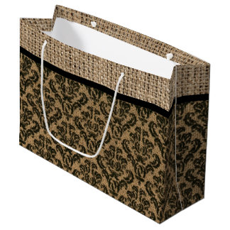 Grande Bolsa de regalo para el diseño de Burlap de Faux