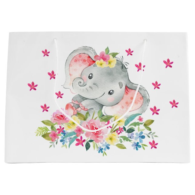 Grande Bolsa de regalo para Elephant Baby Shower (Anverso)