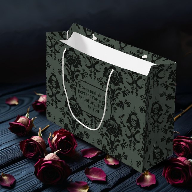 Grande Bolsa de regalo para la mecha gótica victoriana Sk (For the hopeless romantics, just add your short message to this damask pattern gift bag)