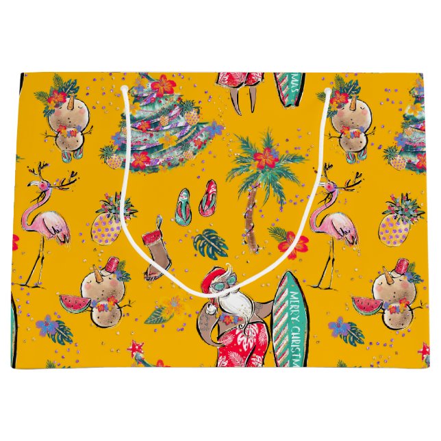 Grande Bolsa de regalo para los Navidades de Surfing Sant (Anverso)