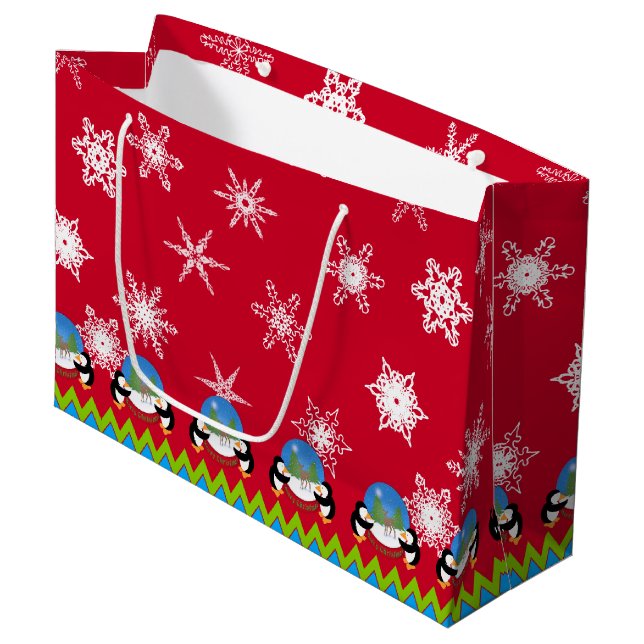 Grande Bolsa de regalo para los Navidades y los pingüinos (Angulo Anverso)