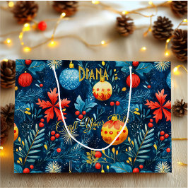 Grande Bolsa de regalo para Navidades azules festivos con