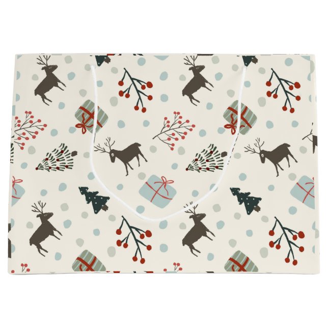 Grande Bolsa de regalo para navidades con renos (Anverso)