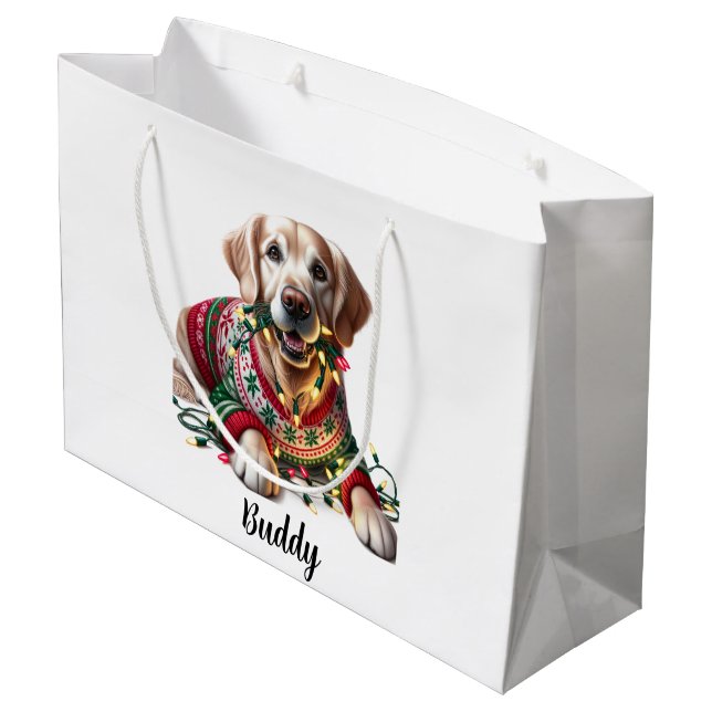 Grande Bolsa de regalo para Navidades de Golden Retriever (Angulo reverso)