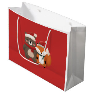 Grande Bolsa de regalo para Navidades de Oso y Fox