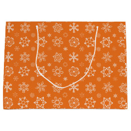 Grande Bolsa de regalo para Navidades Naranjas con copos 
