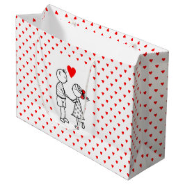 Grande Bolsa de regalo para pareja romántica con corazone