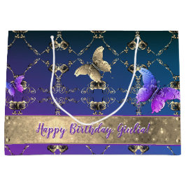 Grande Bolsa de regalo para Rosas y mariposas