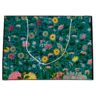 GRANDE BOLSA DE REGALO PATRÓN FLORAL CHINO NEGRO Y VERDE