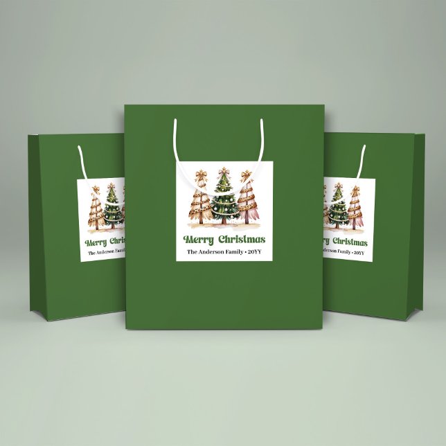Grande Bolsa de regalo personalizada con estampado de leo (Cute Christmas Tree Leopard Print Gift Bag Custom)