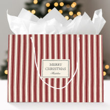 Bolsa de regalo personalizada con raya de crema ro