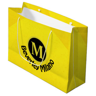 Grande Bolsa de regalo personalizada de amarillo y fronta