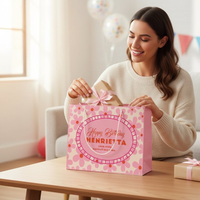 Grande Bolsa de regalo personalizada de cumpleaños floral (Subido por el creador)