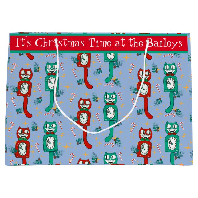 Grande Bolsa de regalo personalizada para reloj de gato c (Anverso)