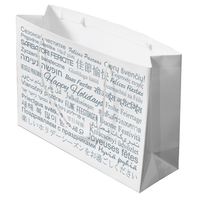 Grande Bolsa de regalo políglota "Happy Holidays" (Angulo reverso)